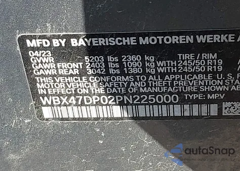 2023 BMW X3 Sdrive30I z USA, uszkodzony, nr VIN WBX47DP02PN225000